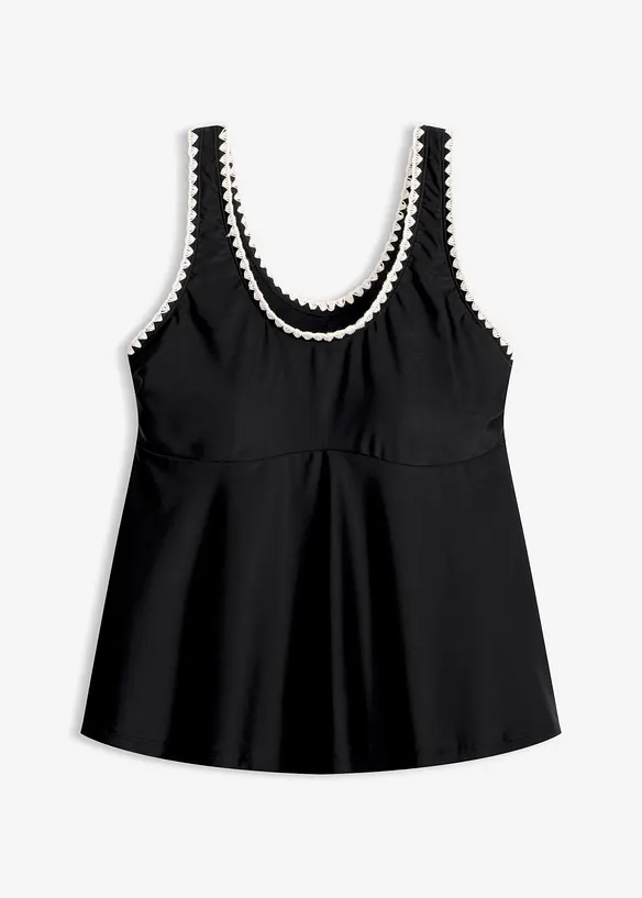 Tankinioberteil mit Häkelkante in schwarz von vorne - bonprix