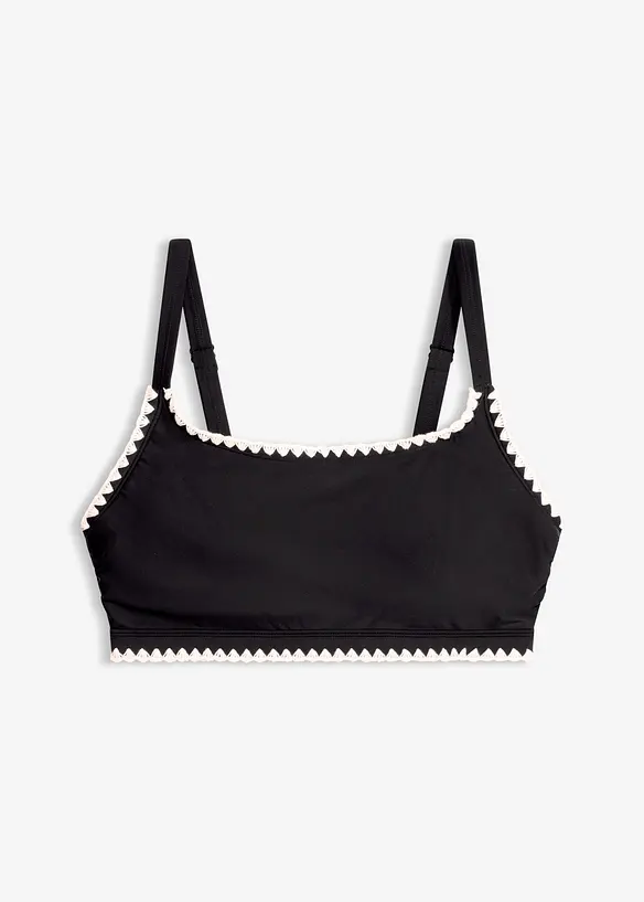 Bustier-Bikinioberteil mit Häkelkante in schwarz von vorne - bonprix