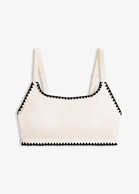 Bustier-Bikinioberteil mit Häkelkante in weiß von vorne - bonprix