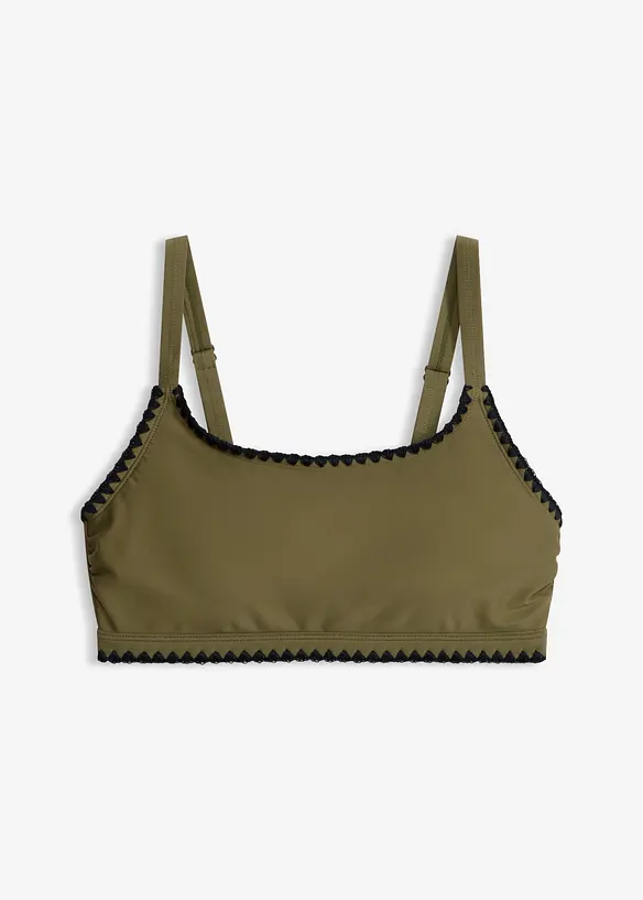 Bustier-Bikinioberteil mit Häkelkante in grün von vorne - bonprix