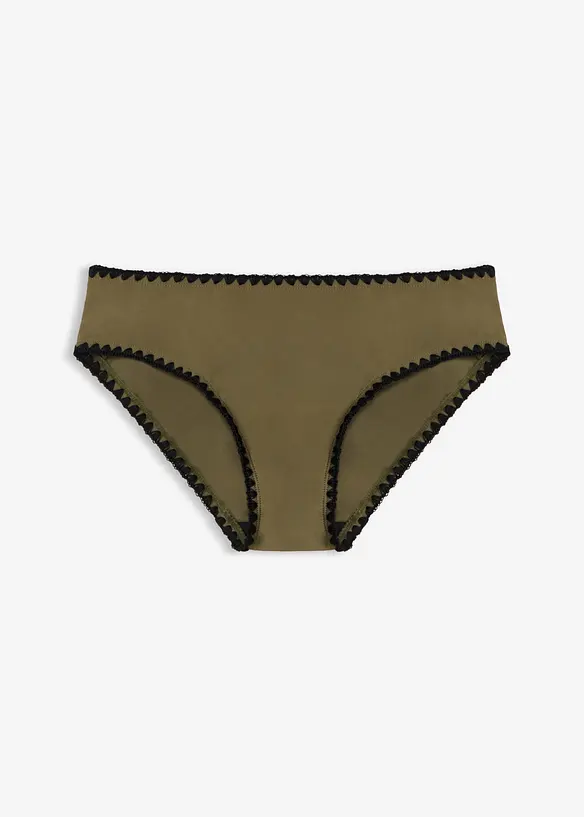 Bikinihose mit Häkelkante in grün von vorne - bonprix