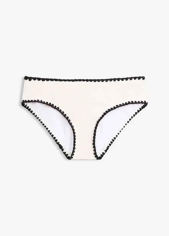 Bikinihose mit Häkelkante in weiß von vorne - bonprix