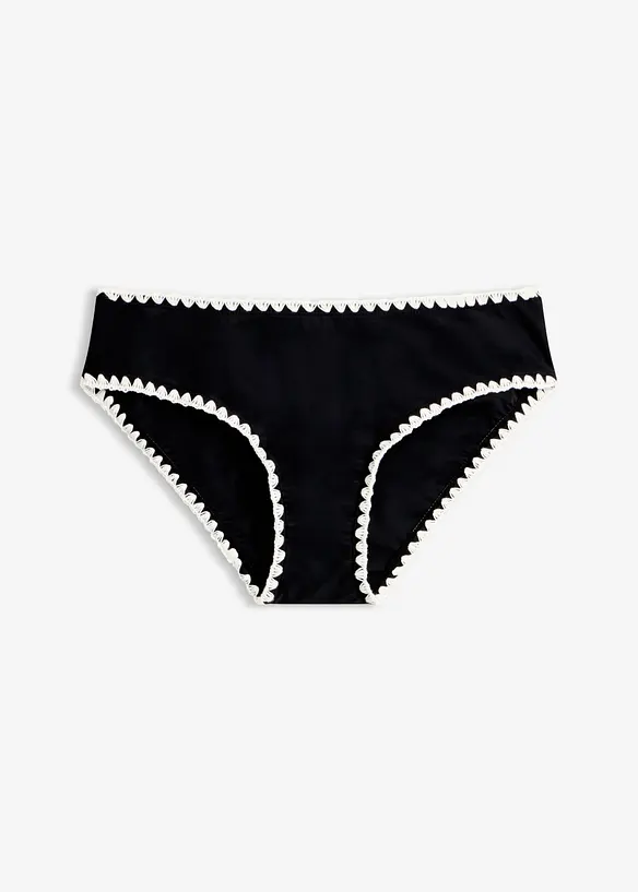 Bikinihose mit Häkelkante in schwarz von vorne - bonprix