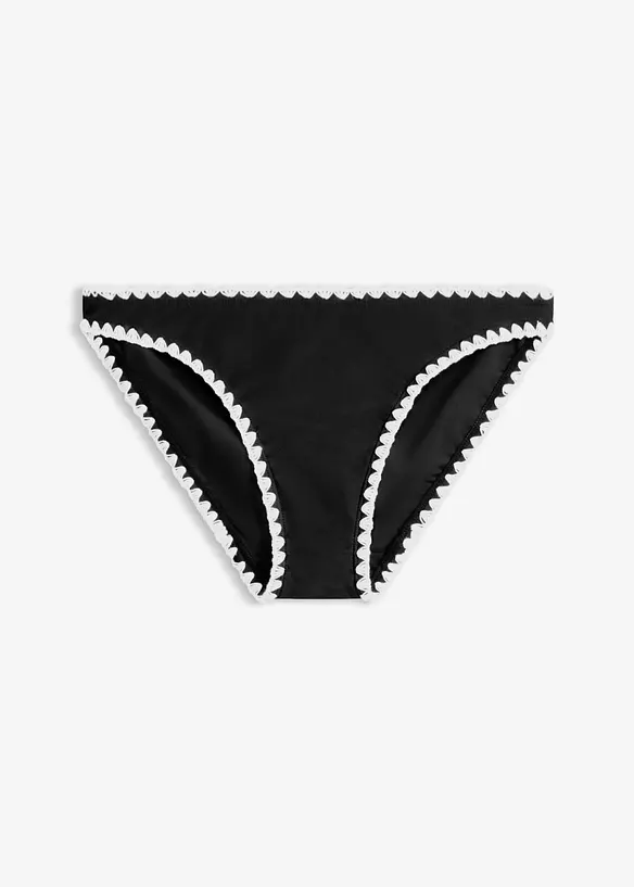 Knappe Bikinihose mit Stickerei in schwarz von vorne - bonprix