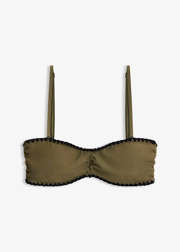 Bandeau-Bikinioberteil mit Stickerei in grün von vorne - bonprix