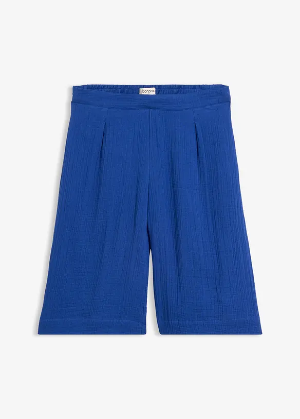 Musselin-Bermuda aus reiner Baumwolle in blau von vorne - bonprix