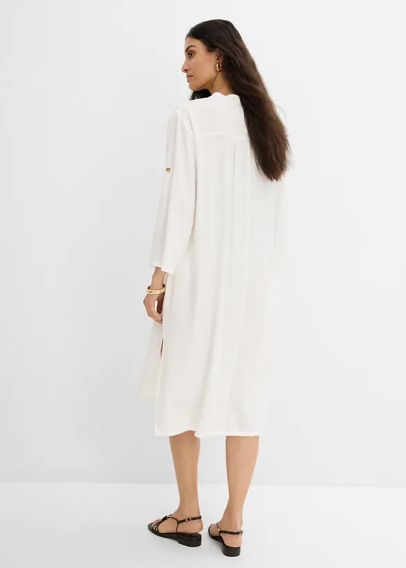 Midikleid aus Viskose-Mix in weiß von hinten (Totalaufnahme) - bonprix