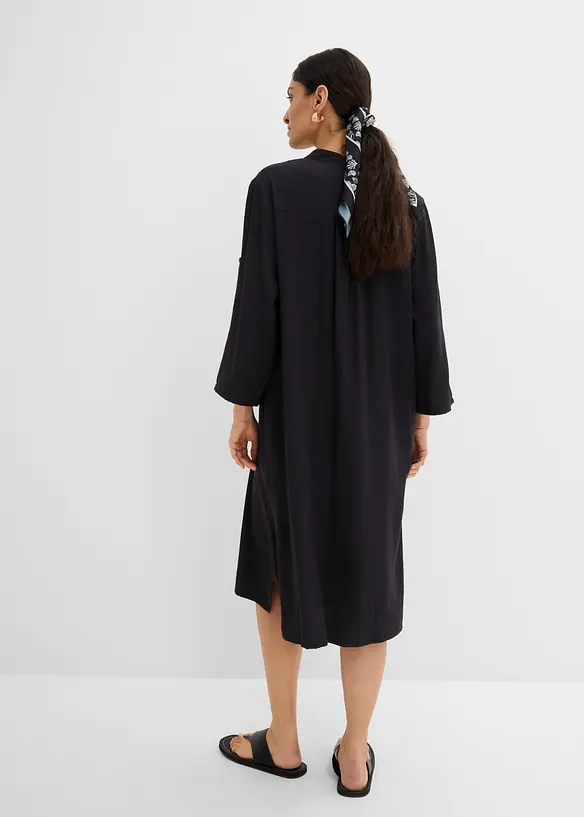 Midikleid aus Viskose-Mix in schwarz von hinten (Totalaufnahme) - bonprix