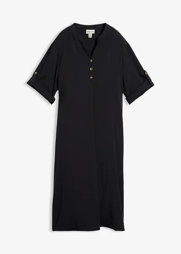 Midikleid aus Viskose-Mix in schwarz von vorne - bonprix