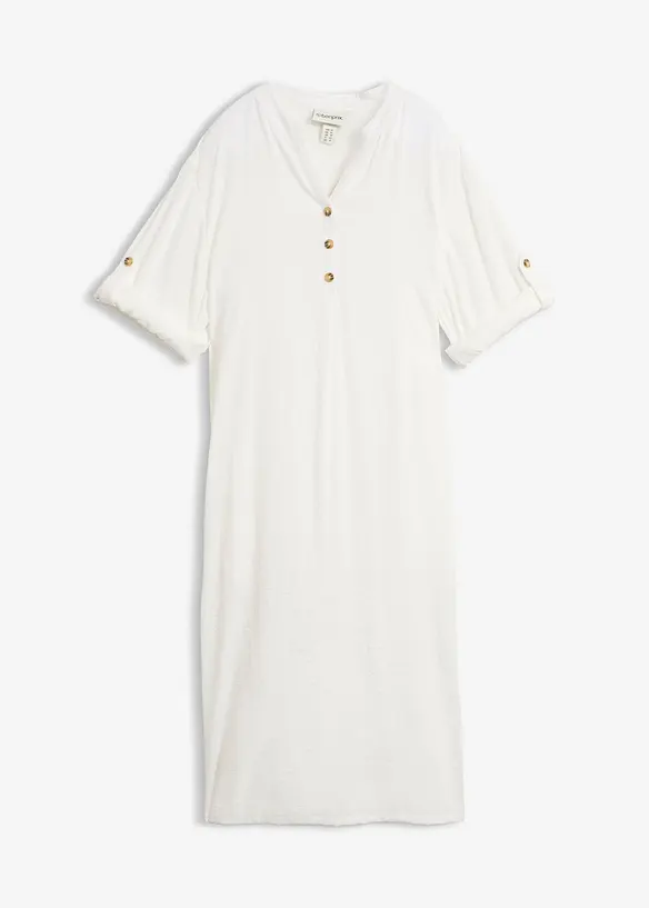 Midikleid aus Viskose-Mix in weiß von vorne - bonprix