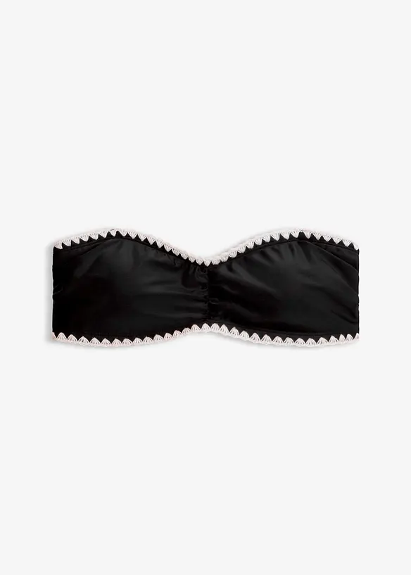 Bandeau-Bikinioberteil mit Stickerei in schwarz von vorne - bonprix