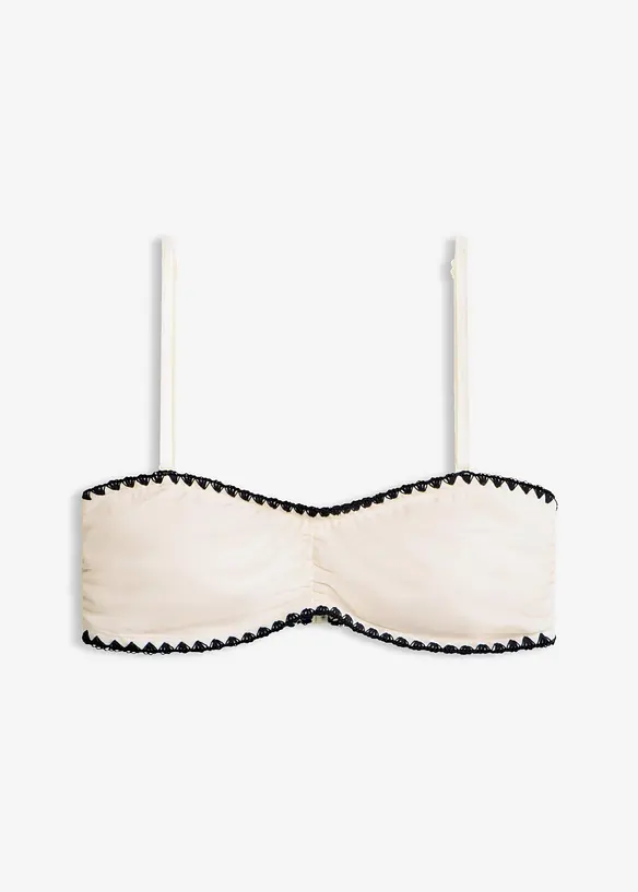 Bandeau-Bikinioberteil mit Stickerei in weiß von vorne - bonprix