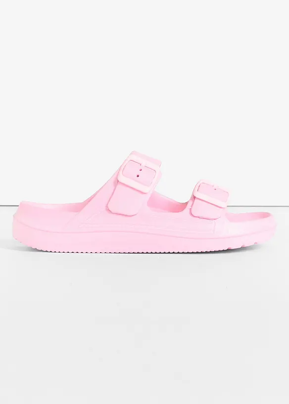 Pantoletten aus wasserabweisendem Material in rosa - bonprix