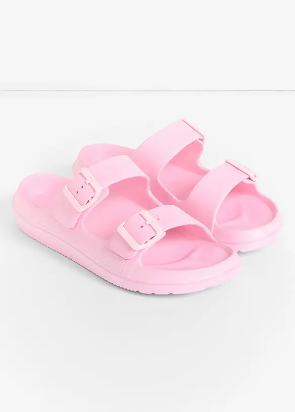 Pantoletten aus wasserabweisendem Material in rosa - bonprix