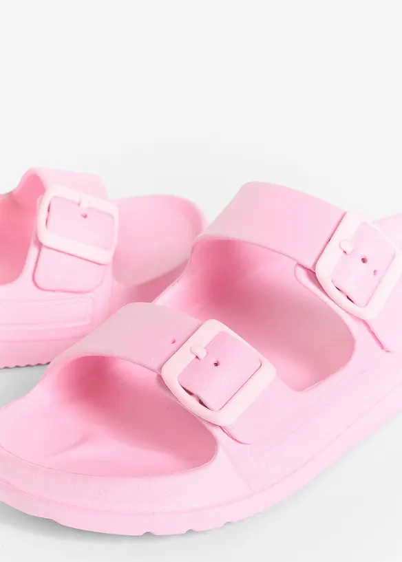 Pantoletten aus wasserabweisendem Material in rosa - bonprix