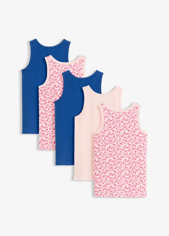Unterhemd mit weicher Baumwolle und Satin-Schleife (5er Pack) in rosa von hinten - bonprix