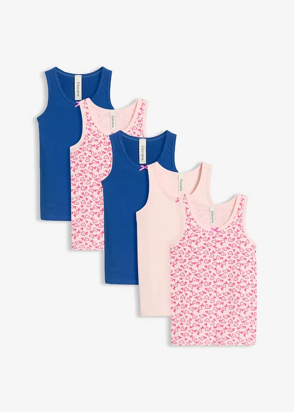 Unterhemd mit weicher Baumwolle und Satin-Schleife (5er Pack) in rosa von vorne - bonprix