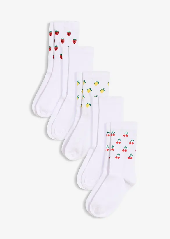Tennissocken mit Bio-Baumwolle (5er Pack) in weiß von vorne - bonprix