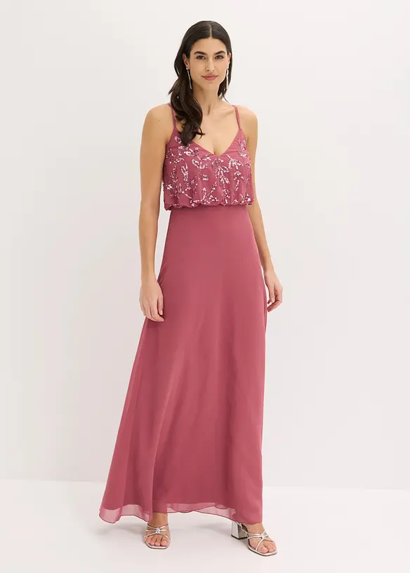 Abendkleid mit Paillettenstickerei in pink von vorne (Totalaufnahme) - bonprix Abendkleid mit Paillettenstickerei in pink von vorne (Totalaufnahme) - bonprix