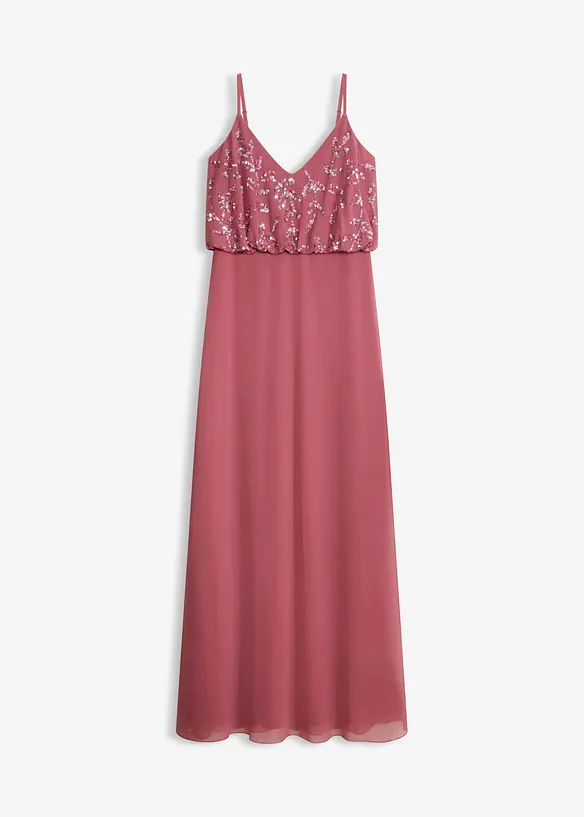 Abendkleid mit Paillettenstickerei in pink von vorne - bonprix Abendkleid mit Paillettenstickerei in pink von vorne - bonprix