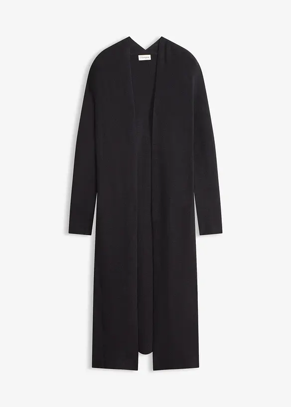 Longstrickjacke mit Viskose in schwarz von vorne - bonprix