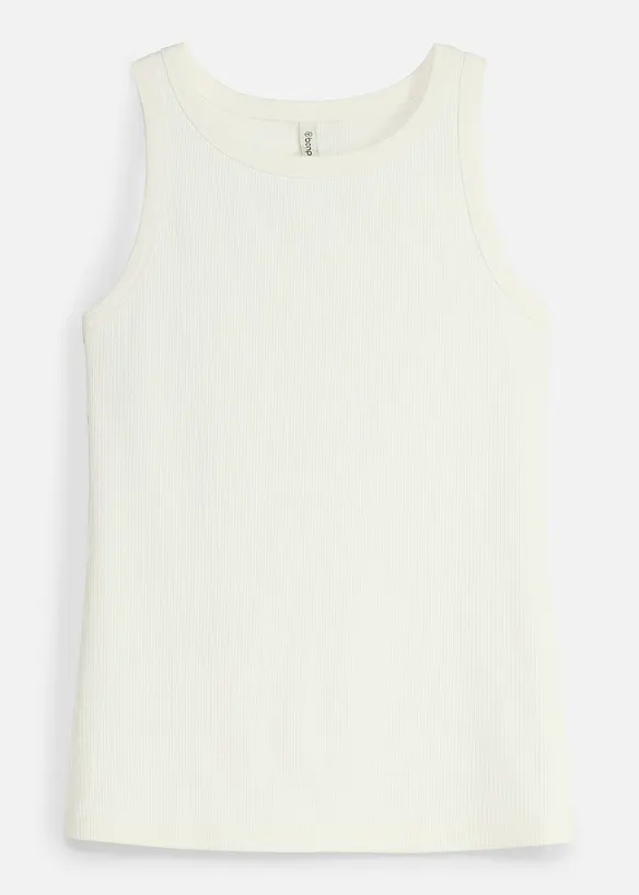 Slim Fit Funktions-Tanktop aus Rippe, schnelltrocknend in weiß von vorne - bonprix Slim Fit Funktions-Tanktop aus Rippe, schnelltrocknend in weiß von vorne - bonprix
