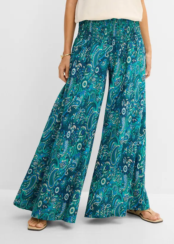 Palazzo-Hose aus fließender Viskose in grün von vorne - bonprix Palazzo-Hose aus fließender Viskose in grün von vorne - bonprix