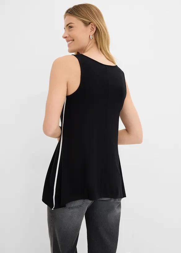 Bedrucktes Long-Top in schwarz von hinten (im Anschnitt) - bonprix