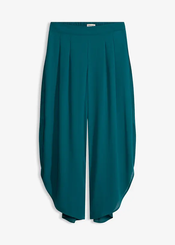 Palazzo-Hose mit Schlitz in petrol von vorne - bonprix