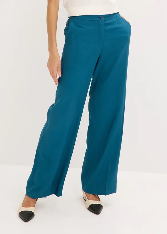 Leichte Marlenehose mit Viskose in petrol von vorne - bonprix Leichte Marlenehose mit Viskose in petrol von vorne - bonprix