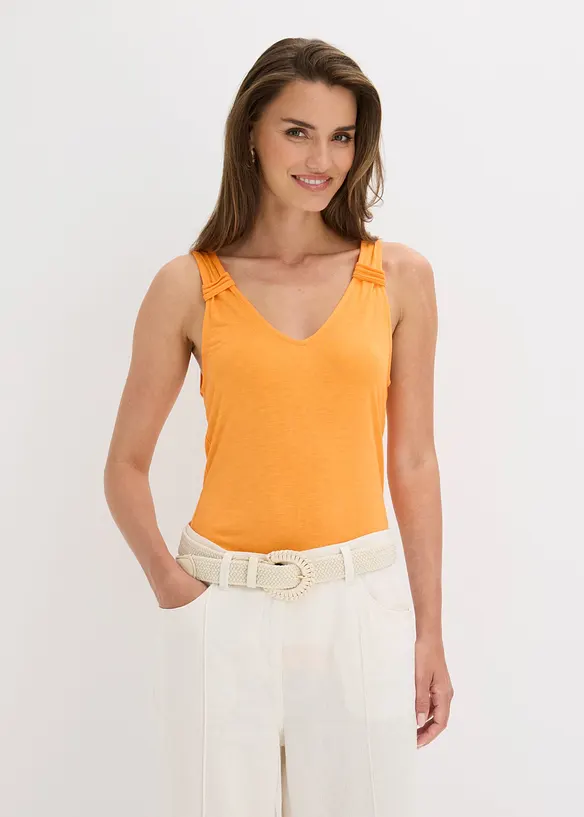 Jersey-Top aus reiner Viskose in orange von vorne (im Anschnitt) - bonprix