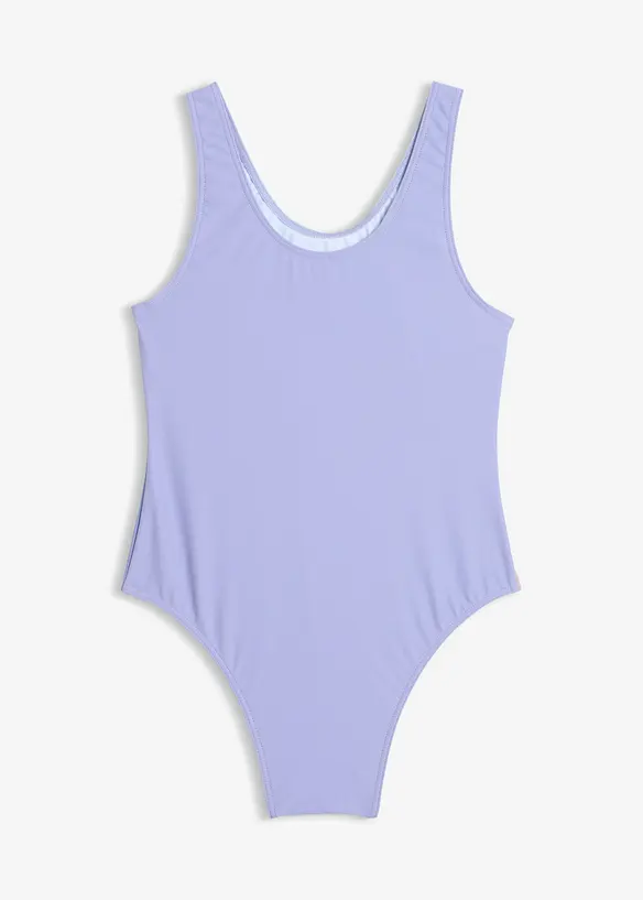 Badeanzug in lila von hinten - bonprix