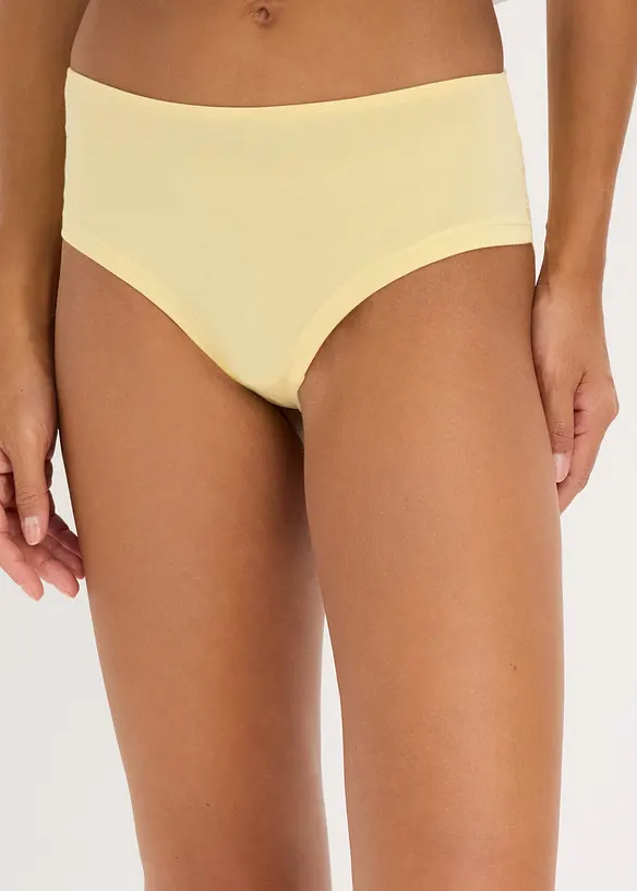 Panty aus weicher Baumwolle mit Spitzenband (4er Pack) in gelb von vorne - bonprix