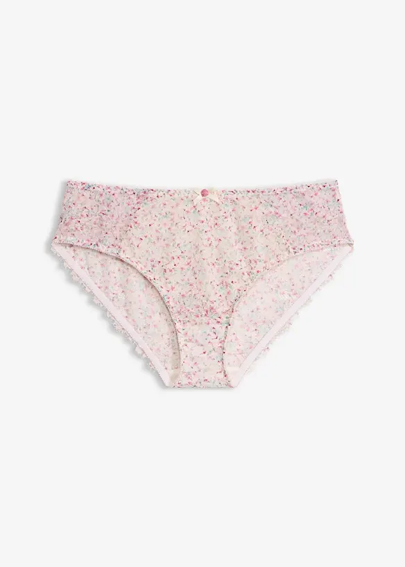 Maxislip mit floral bedruckter Spitze in weiß von vorne - bonprix