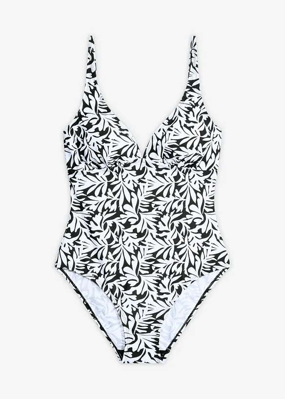 Light Shape-Badeanzug mit V-Ausschnitt in schwarz von vorne - bonprix