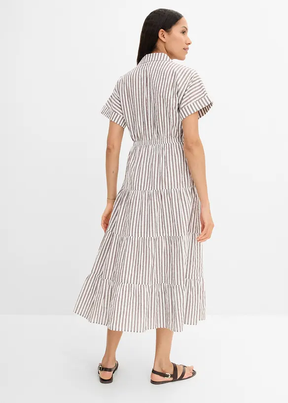 Wickelkleid aus reiner Baumwolle in braun von hinten (Totalaufnahme) - bonprix Wickelkleid aus reiner Baumwolle in braun von hinten (Totalaufnahme) - bonprix
