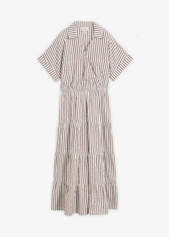 Wickelkleid aus reiner Baumwolle in braun von vorne - bonprix Wickelkleid aus reiner Baumwolle in braun von vorne - bonprix