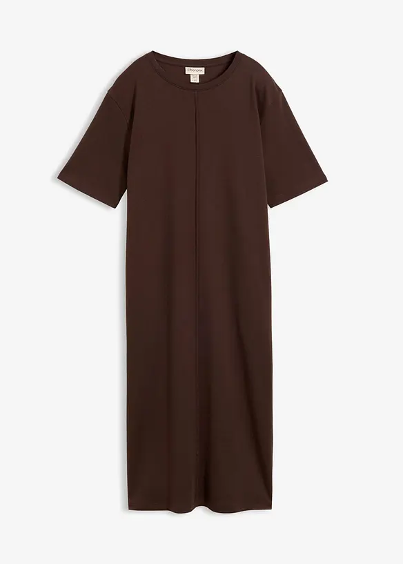 Jerseykleid aus reiner Bio-Baumwolle in braun von vorne - bonprix
