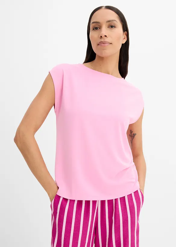 Oversize-Shirt aus softem Viskose-Mix in rosa von vorne (im Anschnitt) - bonprix