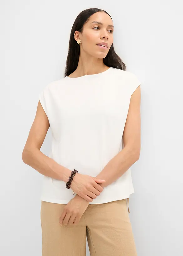 Oversize-Shirt aus softem Viskose-Mix in weiß von vorne (im Anschnitt) - bonprix