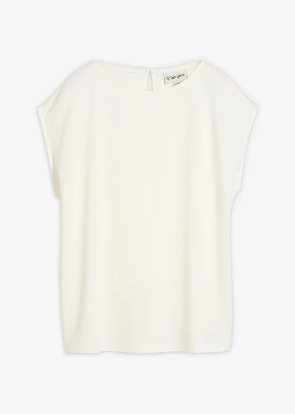 Oversize-Shirt aus softem Viskose-Mix in weiß von vorne - bonprix