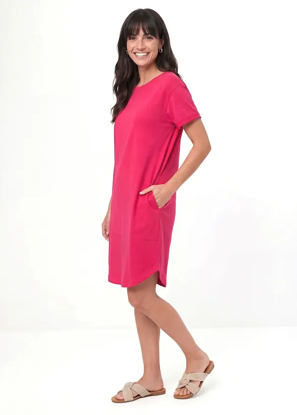 Leichtes Flammgarn Shirtkleid aus Bio-Baumwolle (2er Pack) in orange von vorne (Totalaufnahme) - bonprix Leichtes Flammgarn Shirtkleid aus Bio-Baumwolle (2er Pack) in orange von vorne (Totalaufnahme) - bonprix
