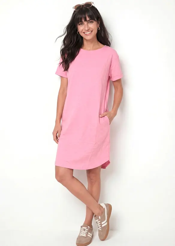 Leichtes Flammgarn Shirtkleid aus Bio-Baumwolle (2er Pack) in rosa von vorne (Totalaufnahme) - bonprix Leichtes Flammgarn Shirtkleid aus Bio-Baumwolle (2er Pack) in rosa von vorne (Totalaufnahme) - bonprix