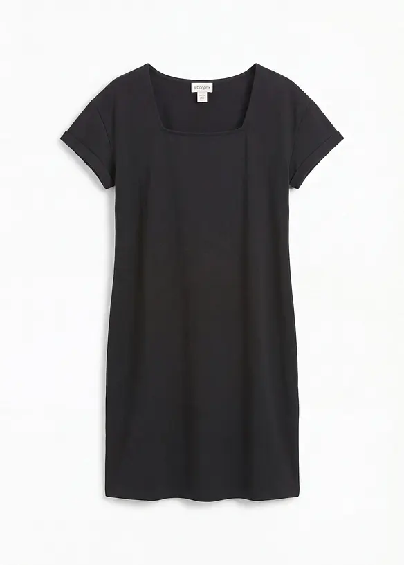 Shirtkleid mit reiner Bio-Baumwolle in schwarz von vorne - bonprix