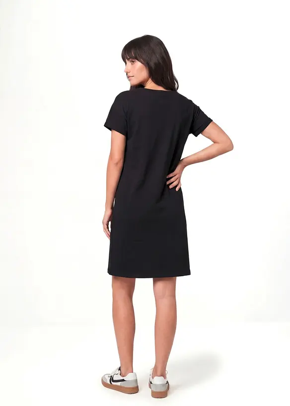 Shirtkleid mit reiner Bio-Baumwolle in schwarz von hinten (Totalaufnahme) - bonprix