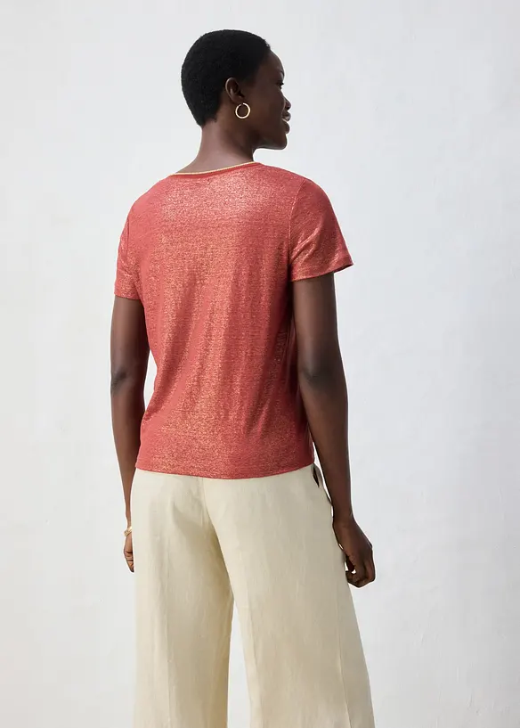 Shirt aus reinem Leinen mit Lurex in rot von hinten (im Anschnitt) - bonprix