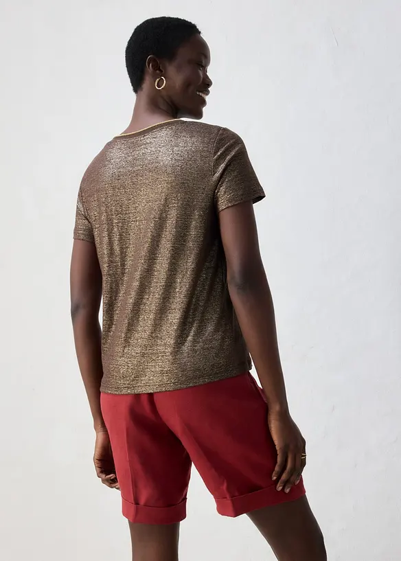 Shirt aus reinem Leinen mit Lurex in braun von hinten (im Anschnitt) - bonprix