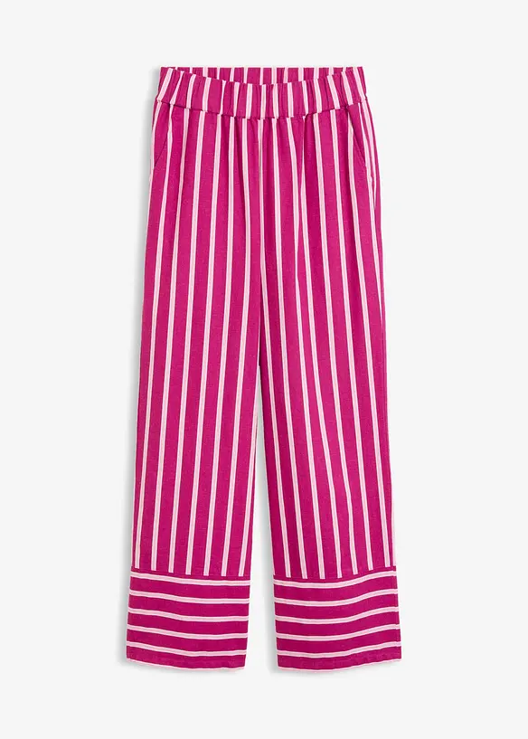 Gestreifte Schlupfhose aus Leinen-Mix in pink von vorne - bonprix Gestreifte Schlupfhose aus Leinen-Mix in pink von vorne - bonprix