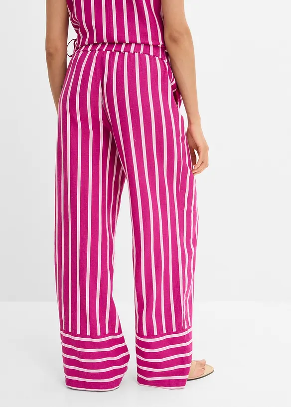 Gestreifte Schlupfhose aus Leinen-Mix in pink von hinten - bonprix Gestreifte Schlupfhose aus Leinen-Mix in pink von hinten - bonprix