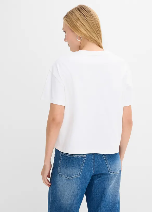 Weites T-Shirt aus reiner Bio-Baumwolle in weiß von hinten (im Anschnitt) - bonprix